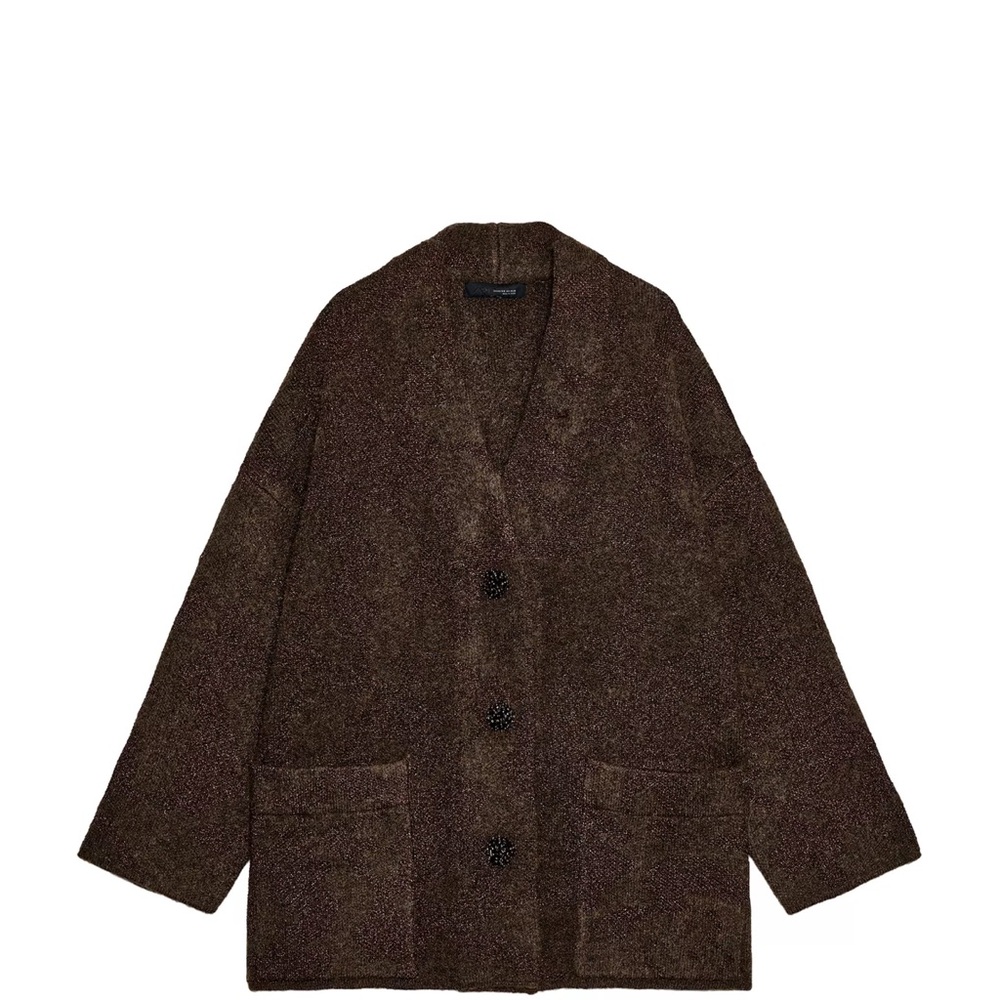 Zara Dark Brown Buttoned Coat